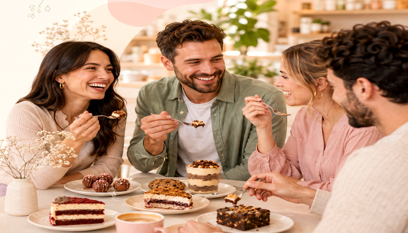 Personas compartiendo postres